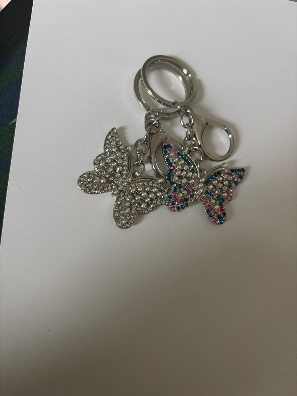 Sparkling Butterfly Keychains - Silver and Multicolor